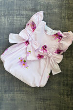 Phi lilac floral bow romper 
