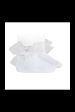 Condor striped organza bow white ankle sock