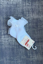 Condor striped organza bow white ankle sock