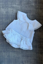 Be chic white linen bow collar set 