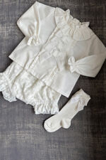 Rochy cream velvet bow jam pants set