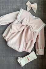 Be chic rosa pink bow romper