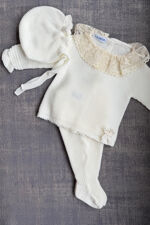 Juliana cream lace collar knitted set