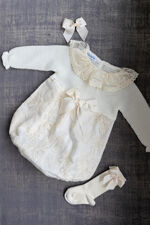 Juliana cream lace collar romper