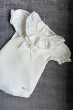 Condor cream velvet bow romper 