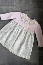 Foque pink knitted top cherry print dress 