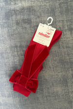 Condor red coquette velvet bow knee sock