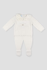 Foque ivory lace collar knitted two piece set