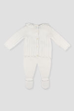 Foque ivory lace collar knitted two piece set