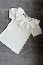 Phi ivory frill collar t shirt 