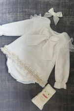 Naxos cream organza collar dress and knickers set