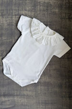 Calamaro white short sleeve frill collar vest