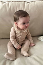 Baby Gi rose cotton lace trim collar babygrow