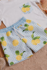 Meia Pata boys lemon print swim short and t shirt set