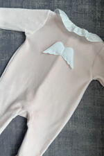 Baby Gi peach pink velour frilly angel wing babygrow