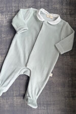 Baby Gi mint velour angel wing babygrow