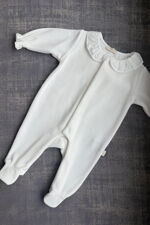 Baby Gi ivory velour butterfly babygrow