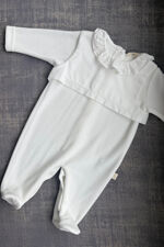 Baby Gi ivory bib front babygrow