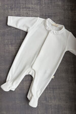Baby Gi ivory velour angel wing babygrow
