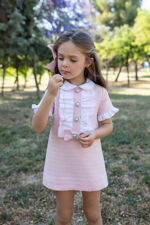 Naxos pink collared dress with bow 