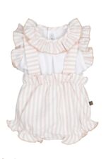 Calamaro pink stripe romper and blouse set