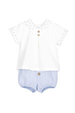 Calamaro boys blue button short set