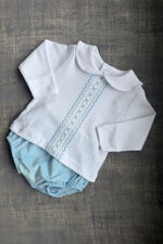 Calamaro boys blue and white jam pant set
