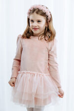 Jamiks dusky pink velour tulle dress