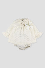 Foque ivory bow dress and knickers set