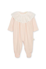 Baby Gi peach cotton pink broderie anglaise collar babygrow