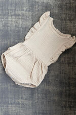 Calamaro beige swiss dot romper