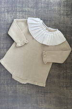 Aurea beige knit pleated collar romper