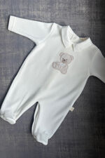 Baby Gi ivory velour teddy babygrow