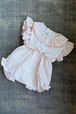 Calamaro pink stripe romper and blouse set