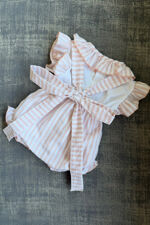 Calamaro pink stripe romper and blouse set