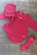 Condor beet pink bow knitted set