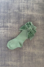 Condor sage velvet bow knee-high socks