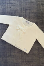Condor cream velvet bow cardigan