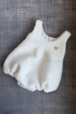 Be chic cream boucle bow romper 