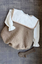 Be chic brown boucle bow romper
