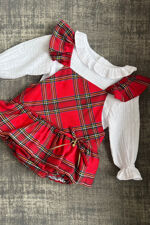 Marta y paula amor tartan romper and blouse set 