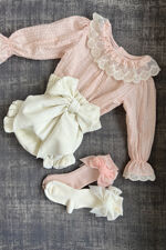 Phi cream velvet bow jam pants
