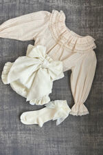 Phi cream velvet bow jam pants