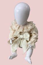 Phi cream velvet bow jam pants