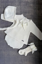 Condor ivory velvet bow knitted set