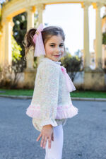 Naxos pink tulle trim tweed dress and knickers set