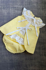 Foque lemon dress with floral trim
