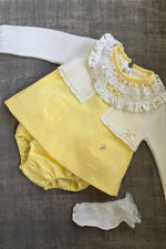 Foque lemon dress with floral trim