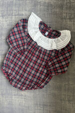Calamaro tartan frill collar romper