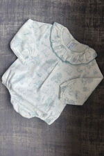 Calamaro blue toile frill collar romper
